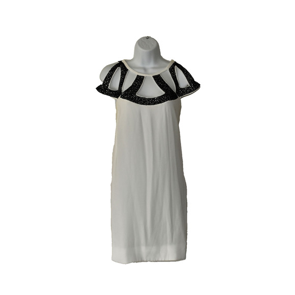 C0 NWT DIANE VON FURSTENBERG Cream W/Black Crystals Achava Emb Dress Size 8 $698 - Picture 1 of 8